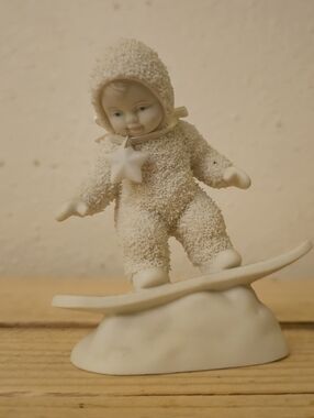 Snow Baby Cream Plush-Look Snowboard Baby Figurine Toy